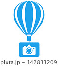 Hot air balloon with camera taking aerial photography in sky 142833209