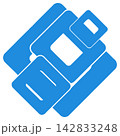 Blue credit card and smartphone on top of other cards 142833248