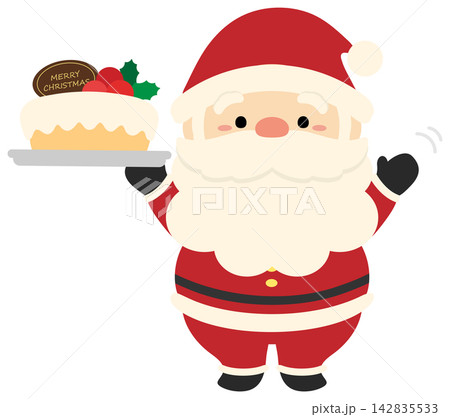 サンタクロースとクリスマスケーキ サンタクロースとクリスマスケーキ 142835533