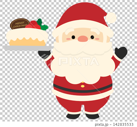 サンタクロースとクリスマスケーキ サンタクロースとクリスマスケーキ 142835533