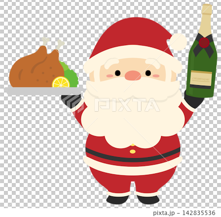 Santa Claus, chicken, and champagne Santa Claus, chicken, and champagne 142835536