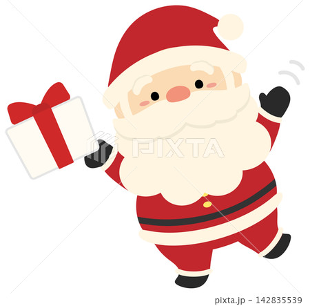 サンタクロースとプレゼントのクリスマスイラスト素材 サンタクロースとプレゼントのクリスマスイラスト素材 142835539