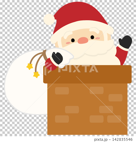 Santa Claus and chimneys carrying Christmas presents Santa Claus and chimneys carrying Christmas presents 142835546