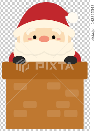 Christmas illustration of Santa Claus and a chimney Christmas illustration of Santa Claus and a chimney 142835548