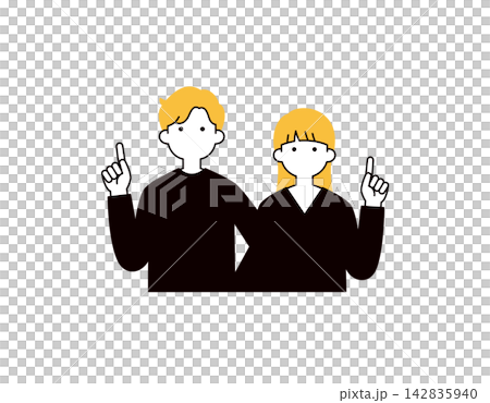 A set of simple upper body vector illustrations of young men and women coming up with ideas, making suggestions, and solving problems - Silhouette A set of simple upper body vector illustrations of young men and women coming up with ideas, making suggestions, and solving problems - Silhouette 142835940