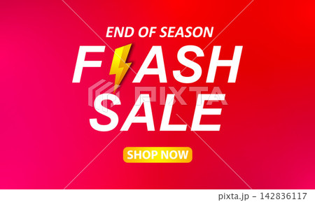 Flash sale advertising banner or poster design with discount offer on background 142836117