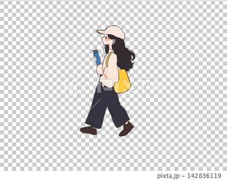 一位正在散步的女士 142836119