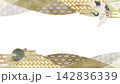 滲み感のある和柄フレーム素材 142836339