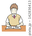 勉強する男子学生のイラスト 142836413