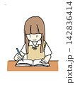 勉強する女子学生のイラスト 142836414