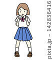 ガッツポーズをする女子学生のイラスト 142836416