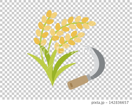 稲刈りのアイコンのイラスト 稲刈りのアイコンのイラスト 142836657