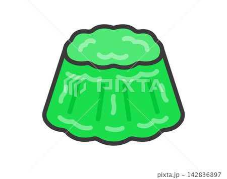 ぷるぷるゼリーのアイコン（線画カラー）のイラスト 142836897