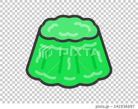 ぷるぷるゼリーのアイコン（線画カラー）のイラスト 142836897