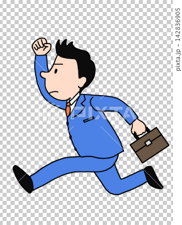 奔跑中的商務人士(男性)插圖 奔跑中的商務人士(男性)插圖 142836905