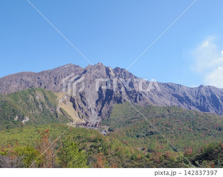 湯之平展望所より望む桜島(鹿児島県鹿児島市) 湯之平展望所より望む桜島(鹿児島県鹿児島市) 142837397