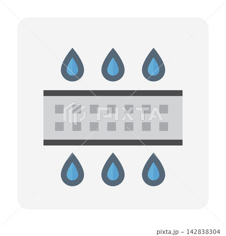 Filter media vector icon, water filtration, permeable layer, purification symbol. 142838304