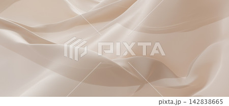 Luxury soft beige chiffon sheer fabric background 3D render 142838665