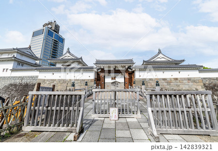 静岡県静岡市　駿府城公園東御門と静岡県庁別館 142839321