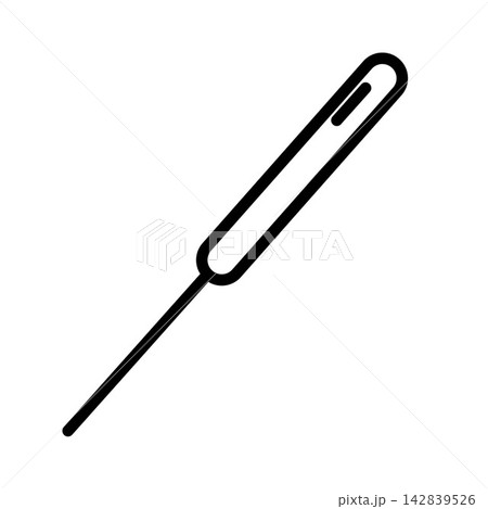 Minimalist Black Line Art Sewing Needle Icon for Tailoring and Textile Craft Minimalist Black Line Art Sewing Needle Icon for Tailoring and Textile Craft 142839526