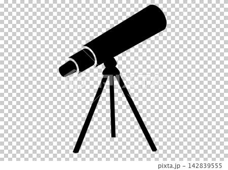 Monochrome icon of a telescope showing the view 142839555