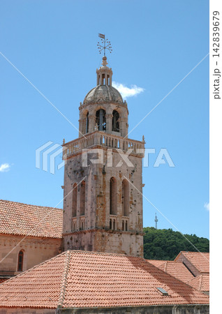 Bell Tower of Saint Marks Cathedral in Korcula Bell Tower of Saint Marks Cathedral in Korcula 142839679