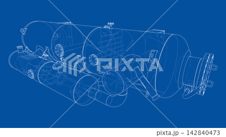 industrial tank blueprint illustration. Vector 142840473