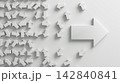 White Arrow Pattern Showing Upward Direction, Conformity and Chaos, Leadership and Decision Concept 142840841
