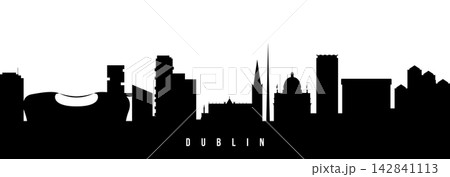 Vector silhouette illustration of Dublin urban skyline. Vector silhouette illustration of Dublin urban skyline. 142841113