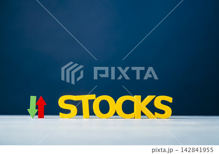 Stocks, stock market volatility and price movement concept with up and down arrows 142841955