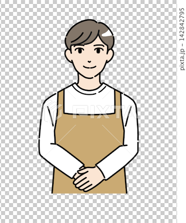 Illustration 1 of a young male staff member bowing Illustration 1 of a young male staff member bowing 142842795