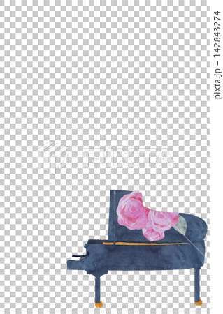 一幅水彩插畫,描繪了一束玫瑰花擺放在一架三角鋼琴裡,用於音樂會演奏。 一幅水彩插畫,描繪了一束玫瑰花擺放在一架三角鋼琴裡,用於音樂會演奏。 142843274