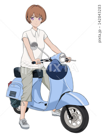 バイクに乗る女性 142843283