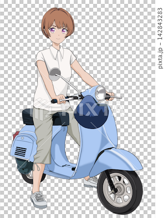 バイクに乗る女性 142843283