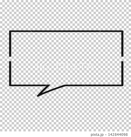A simple rectangular speech bubble frame with a cut-out line (downward, facing left). A simple rectangular speech bubble frame with a cut-out line (downward, facing left). 142844098