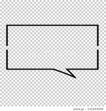 A simple rectangular speech bubble frame with a cut-out line (downward, facing right). A simple rectangular speech bubble frame with a cut-out line (downward, facing right). 142844099