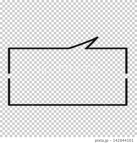 A simple rectangular speech bubble frame with a cut-out line (facing upwards and to the right). A simple rectangular speech bubble frame with a cut-out line (facing upwards and to the right). 142844101