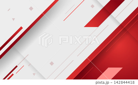 Dynamic Red and White Abstract Geometric Background with Copy Space Banner, and Presentation 142844418