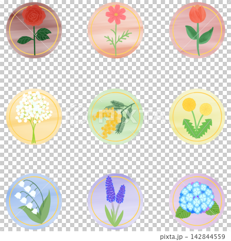 かわいいお花のアイコンセット かわいいお花のアイコンセット 142844559
