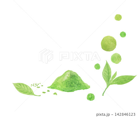 水彩絵の具で描いた抽象的な抹茶のイメージ 水彩絵の具で描いた抽象的な抹茶のイメージ 142846123