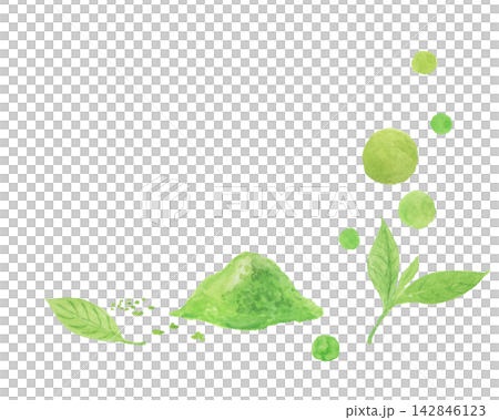 水彩絵の具で描いた抽象的な抹茶のイメージ 水彩絵の具で描いた抽象的な抹茶のイメージ 142846123