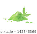 水彩絵の具で描いた抹茶の粉末イメージ 142846369