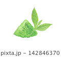 水彩絵の具で描いた抹茶の粉末イメージ 142846370
