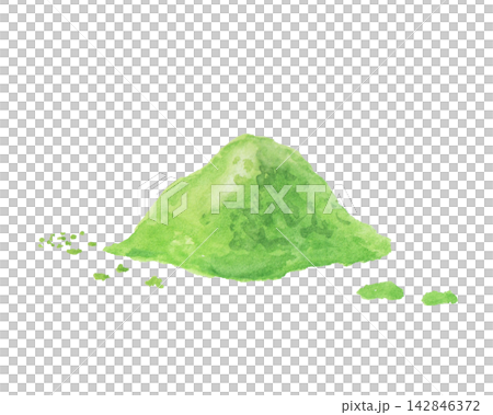 水彩絵の具で描いた抹茶の粉末イメージ 水彩絵の具で描いた抹茶の粉末イメージ 142846372