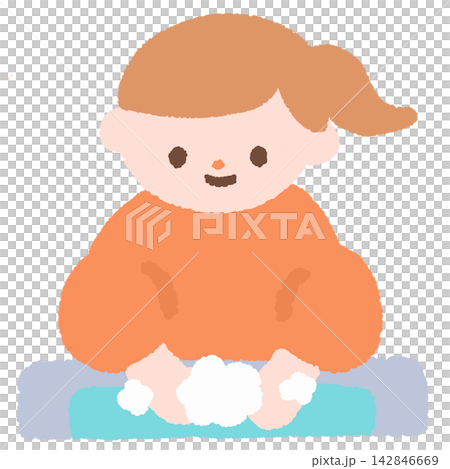 Illustration of a girl washing her hands 142846669
