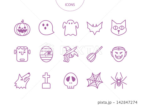 ハロウィン アイコン ピクトグラム ベクター イラスト セット ハロウィン アイコン ピクトグラム ベクター イラスト セット 142847274
