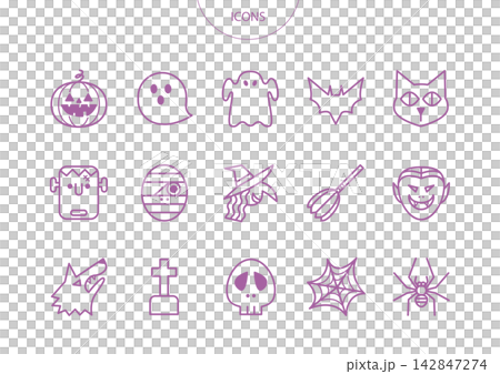 ハロウィン アイコン ピクトグラム ベクター イラスト セット ハロウィン アイコン ピクトグラム ベクター イラスト セット 142847274