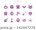 ハロウィン　アイコン ピクトグラム　ベクター イラスト　セット 142847276