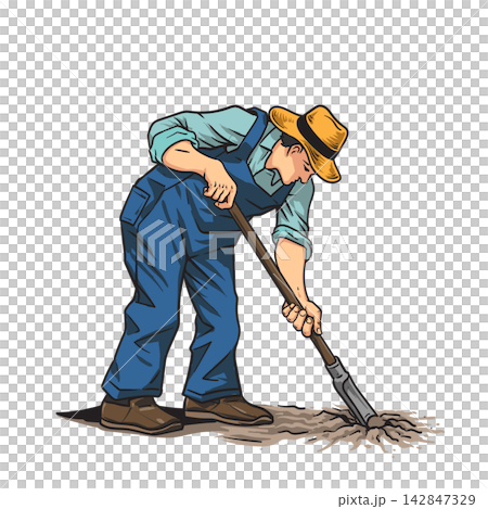 Gardener Farmer Digging Dirt Gardener Farmer Digging Dirt 142847329