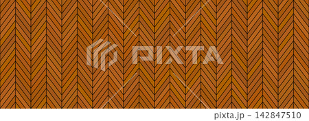 Rustic wooden herringbone seamless pattern. Natural wood zigzag room divider background. Repeating cladding chevron panel wall texture for interior decor, parquet floor tile. Vector plank board mosaic 142847510